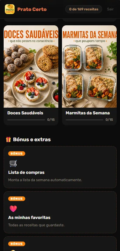 Área de membros Prato Certo 5