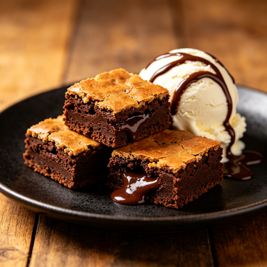 Brownie de chocolate com gelado