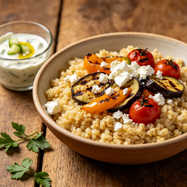 Bowl de quinoa com legumes grelhados