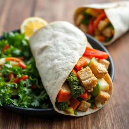 Wrap integral com frango e legumes