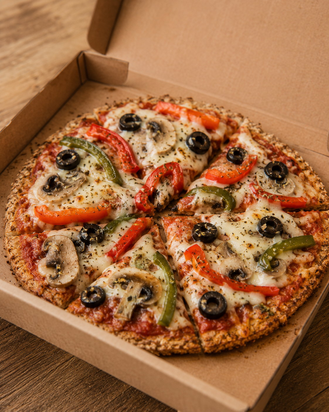 Mini pizza de base de aveia e legumes